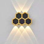 Outdoor Simple Hexagonal Combination Black Gold LED Wall Sconce Lamp