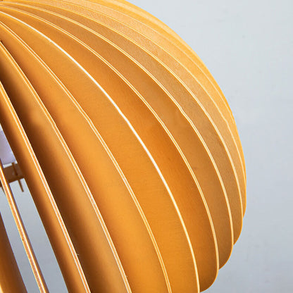 Japanese Minimalist Wooden Pumpkin Swing Arm 1-light Pendant Light