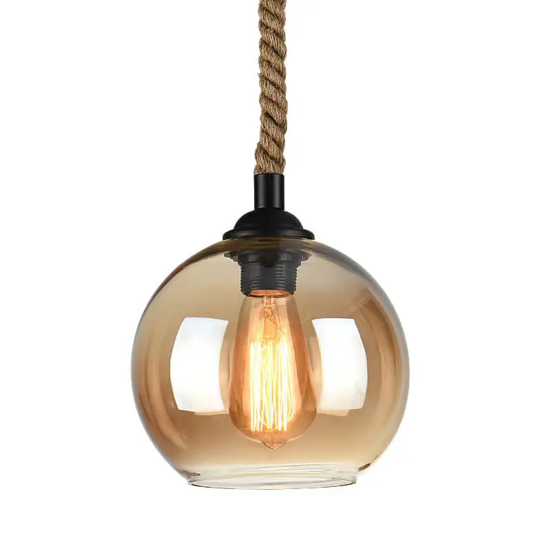 Retro Rope Hanging 1-light Glass Globe Pendant Light Lumendat