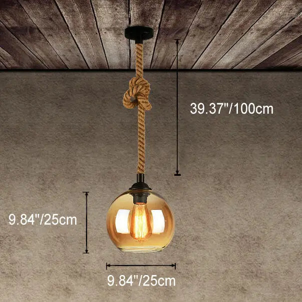 Retro Rope Hanging 1-light Glass Globe Pendant Light Lumendat