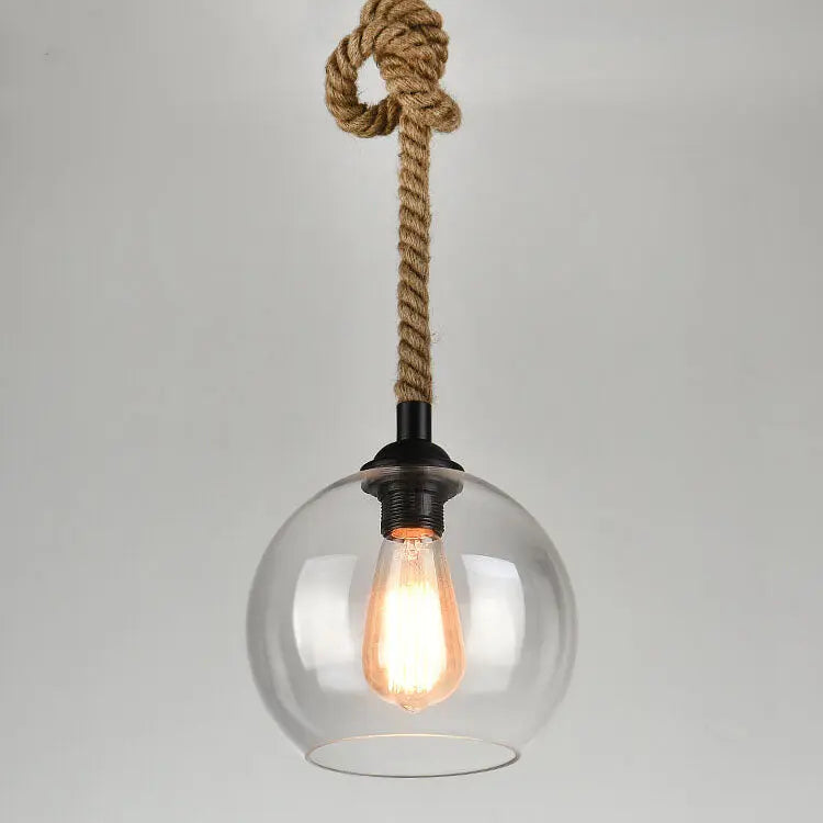 Retro Rope Hanging 1-light Glass Globe Pendant Light Lumendat