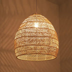 Rattan Weaving 1-light Dome Pendant Light BulbSquare