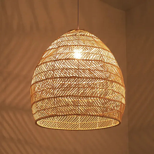 Rattan Weaving 1-light Dome Pendant Light BulbSquare