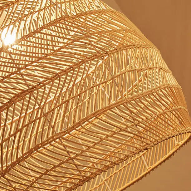 Rattan Weaving 1-light Dome Pendant Light BulbSquare