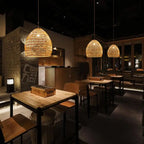 Rattan Weaving 1-light Dome Pendant Light BulbSquare