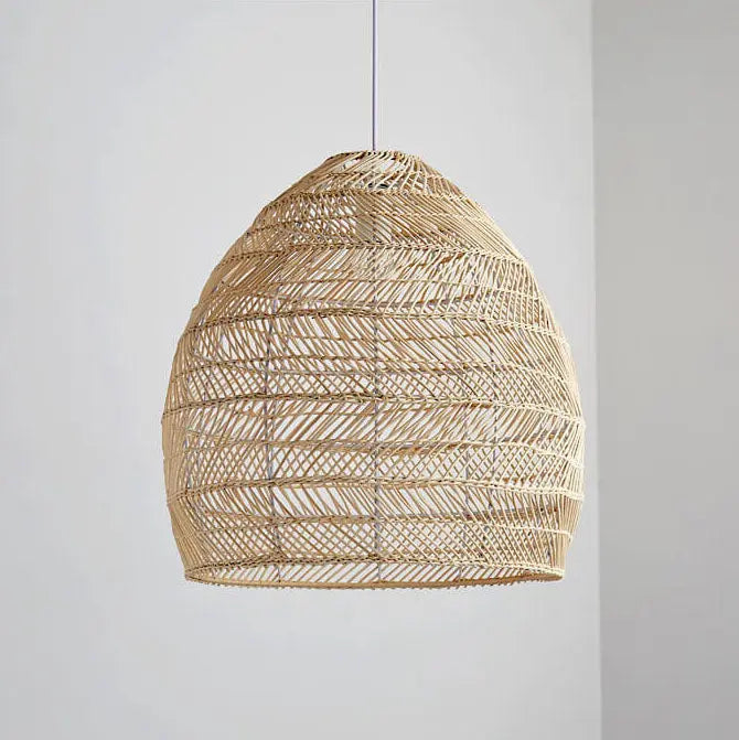 Rattan Weaving 1-light Dome Pendant Light BulbSquare