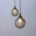 Retro Lotus Texture Glass 1-light Globe Pendant Light Lumendat