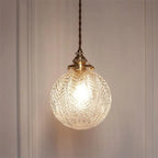 Retro Lotus Texture Glass 1-light Globe Pendant Light Lumendat
