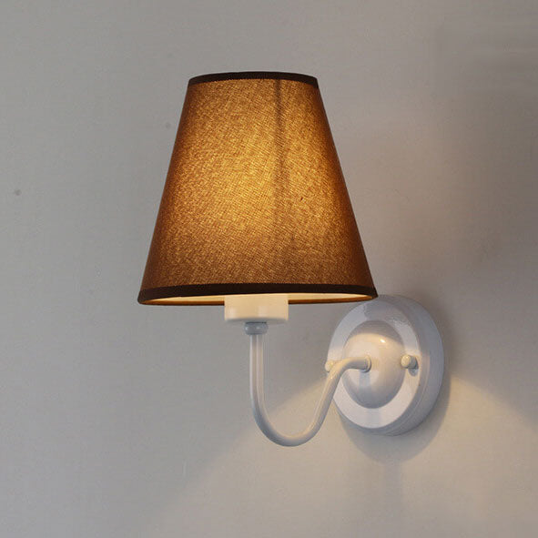 Modern Fabric Bell Shade Bend Arm 1-Light Wall Sconce Lamp Lumendat