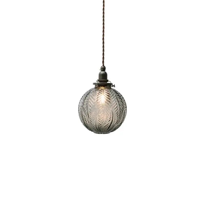Retro Lotus Texture Glass 1-light Globe Pendant Light Lumendat