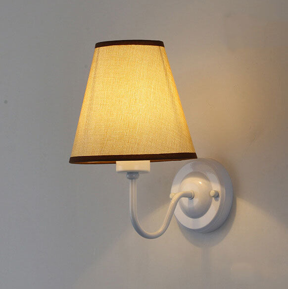 Modern Fabric Bell Shade Bend Arm 1-Light Wall Sconce Lamp Lumendat