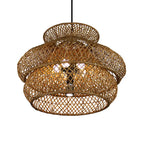 Retro Rattan 3-layer Woven Chandelier – 4 or 6 Light, Handcrafted Lumendat