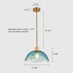 Modern Minimalist Flower-shaped Petal Iron Glass 1-light Pendant Light for Living Room BulbSquare