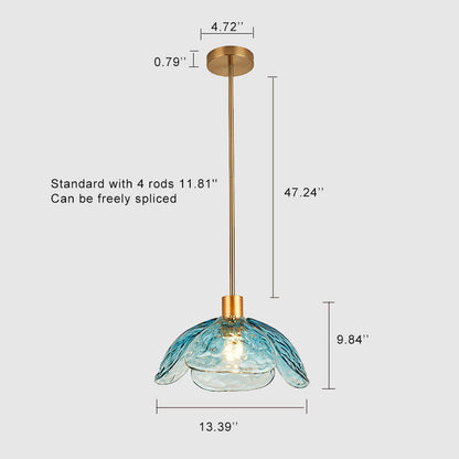Modern Minimalist Flower-shaped Petal Iron Glass 1-Light Pendant Light For Living Room