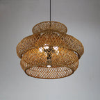 Retro Rattan 3-layer Woven Chandelier – 4 or 6 Light, Handcrafted Lumendat