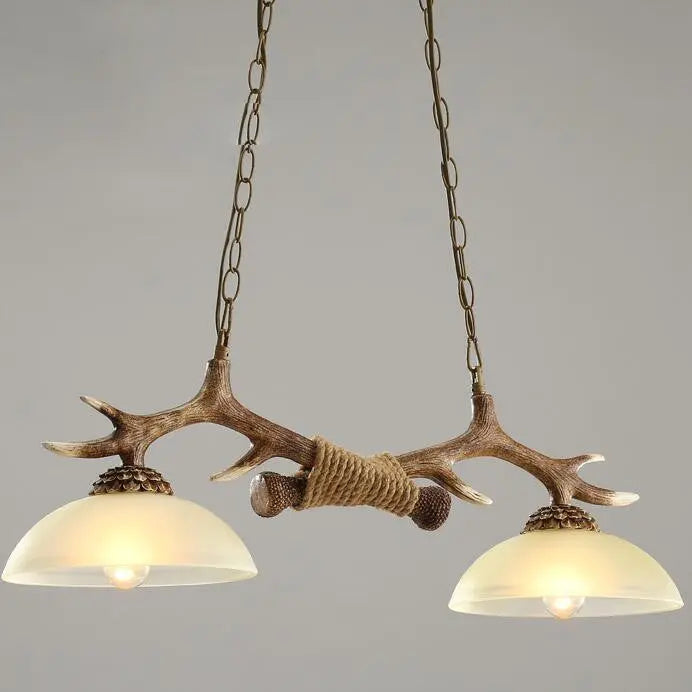 Vintage Antler Resin & Glass Bowl 2-light Chandelier – Industrial Style Lumendat