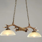 Vintage Antler Resin & Glass Bowl 2-light Chandelier – Industrial Style Lumendat