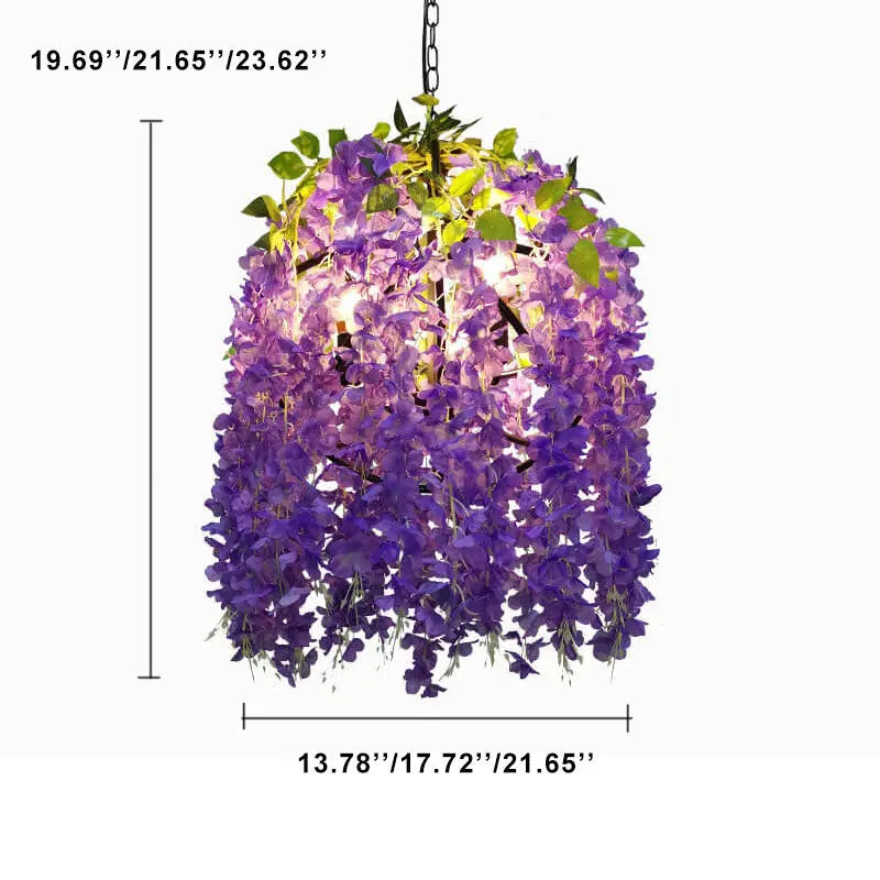 Industrial Colorful Flower Globe Chandelier – 1/3/5-light, Pink Blue Purple Lumendat