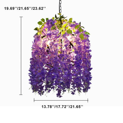 Industrial Colorful Flower Globe Chandelier – 1/3/5-light, Pink Blue Purple