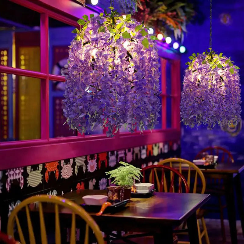Industrial Colorful Flower Globe Chandelier – 1/3/5-light, Pink Blue Purple Lumendat