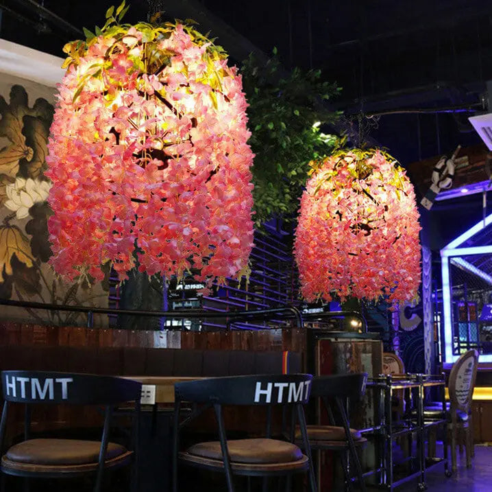 Industrial Colorful Flower Globe Chandelier – 1/3/5-light, Pink Blue Purple modern luxury lighting fixture