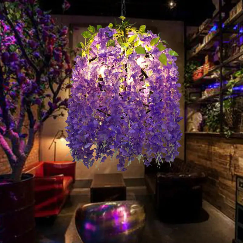 Industrial Colorful Flower Globe Chandelier – 1/3/5-light, Pink Blue Purple Lumendat