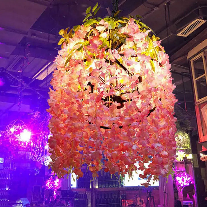 Industrial Colorful Flower Globe Chandelier – 1/3/5-light, Pink Blue Purple Lumendat