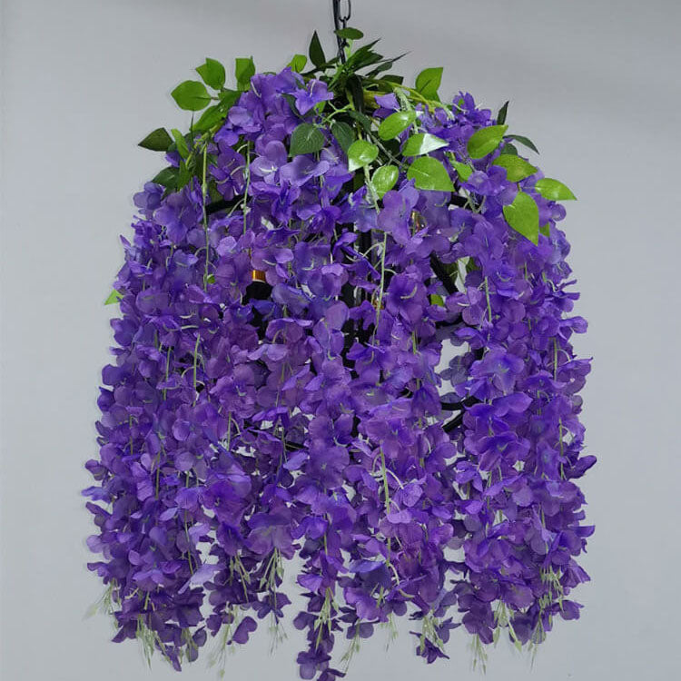 Industrial Colorful Flower Globe Chandelier – 1/3/5-light, Pink Blue Purple