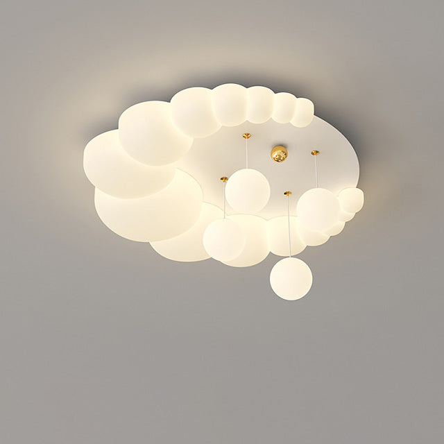 Lumendat Contemporary Nordic Kids Iron PE Elliptical Round Ball Flower Moon LED Flush Mount Ceiling Light For Bedroom Lumendat