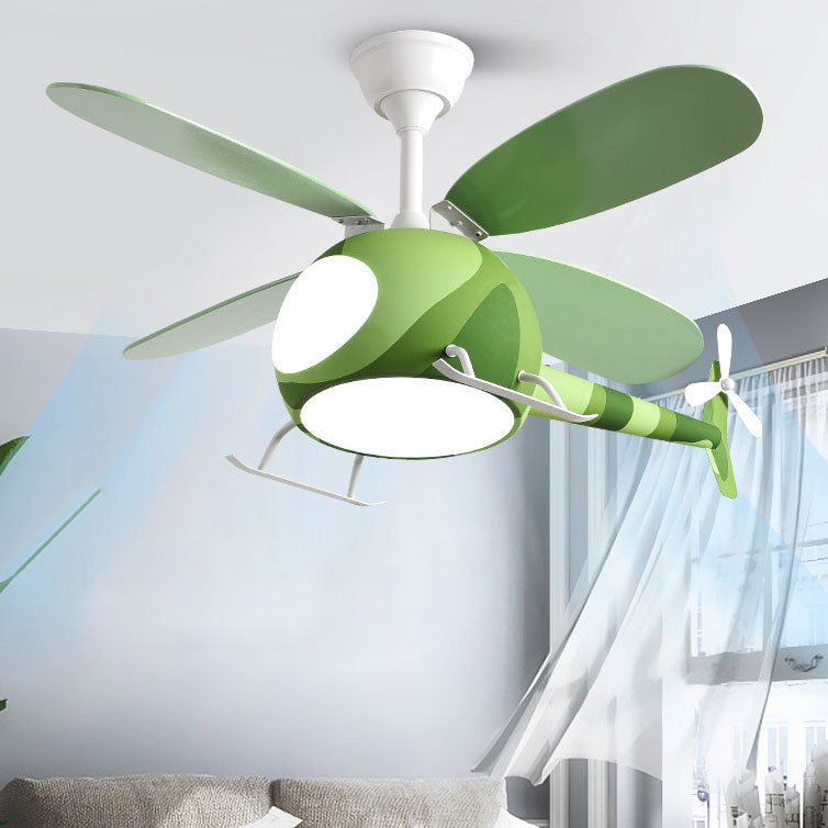 Lumendat Contemporary Creative Iron Cartoon Planes LED Downrods Ceiling Fan Light for Bedroom Lumendat