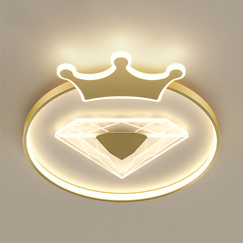 Lumendat Childlike Cartoon Crown Diamond Design LED Flush Mount Light Lumendat