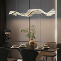 Contemporary Luxury Acrylic Corrugated Fluttering Tape Metal LED Island Light Pendant Light for Living Room BulbSquare