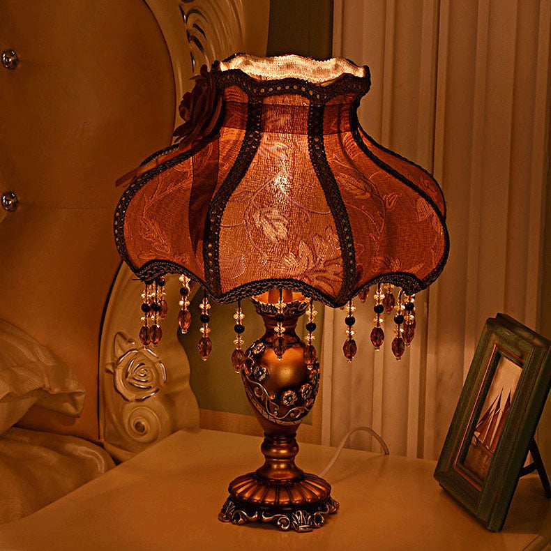 European Luxury Fabric Lace Resin 1-Light Table Lamp Lumendat
