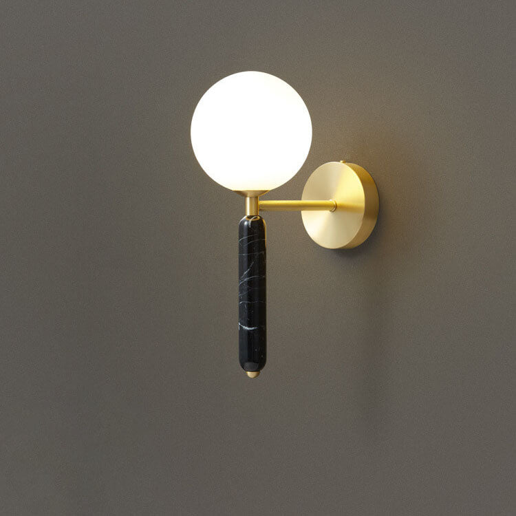Nordic Ball Shade Marble Straight Arm 1-Light Wall Sconce Lamp Lumendat