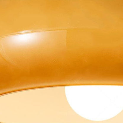 Modern Retro Round Solid Color Glass Electroplated Copper 1-light Pendant Light Flush Mount Light