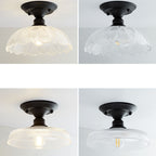 Nordic Vintage Glass Floral Round Geometry 1-Light Semi-Flush Mount Ceiling Light Lumendat