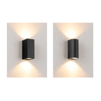 Modern Simple Outdoor Waterproof Aluminum Glass Cylinder 2-Light Wall Sconce Lamp