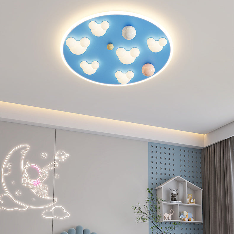 Lumendat Contemporary Creative Kids Iron Acrylic Round Irregular Shape Mouse Cloud LED Flush Mount Ceiling Light For Bedroom Lumendat
