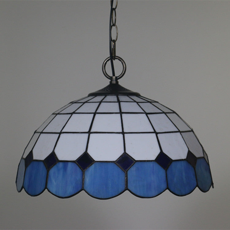 Tiffany Vintage Gemstone Stained Glass Dome 3-light Pendant Light BulbSquare