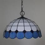 Tiffany Vintage Gemstone Stained Glass Dome 3-light Pendant Light BulbSquare