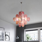 Traditional French Flower Shaped Iron Glass 5/9/12 Light Chandelier for Living Room BulbSquare