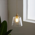 Vintage Glass Brass Drum 1-light Pendant Light BulbSquare