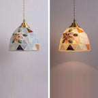 Traditional Tiffany Shell Decor Stained Glass Semicircle 1-light Pendant Light for Bedroom BulbSquare