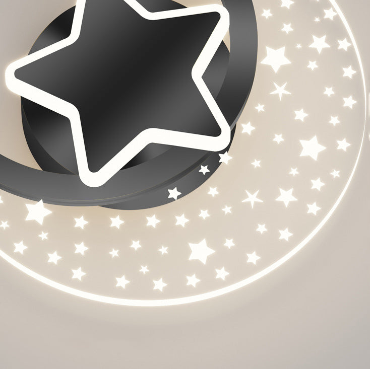 Lumendat Contemporary Creative Kids Star Moon Acrylic Aluminum Iron LED Wall Sconce Lamp For Bedroom Lumendat