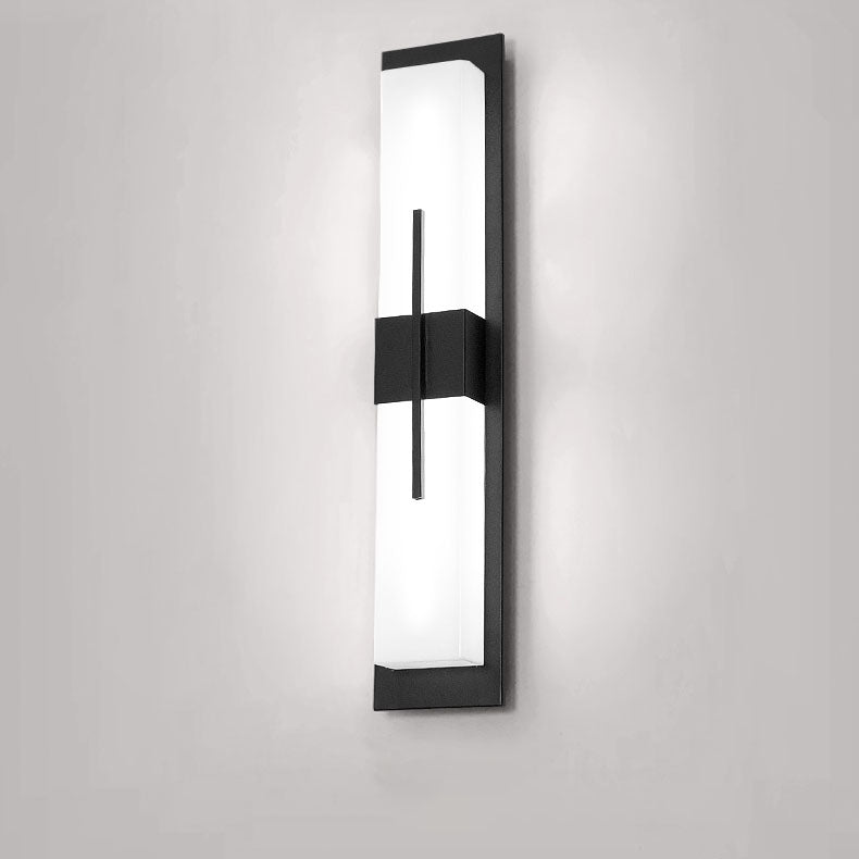 Outdoor Minimalist Rectangular Stainless Steel Acrylic LED Waterproof Wall Sconce Lamp Lumendat