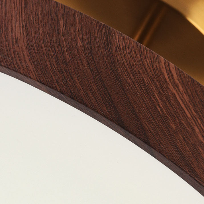 Japanese Wabi-sabi Minimalist Wood Grain Round LED Semi-flush Mount Light
