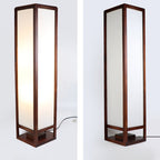 Traditional Chinese Rectangular Parchment Wood 1-Light Standing Floor Lamp For Entertainment Rooms Lumendat