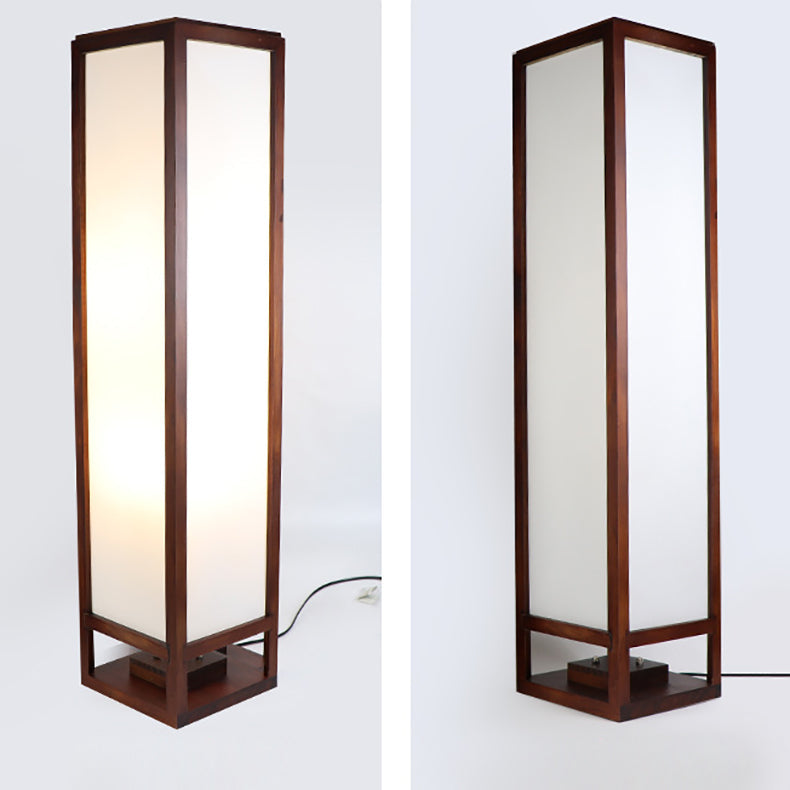 Traditional Chinese Rectangular Parchment Wood 1-Light Standing Floor Lamp For Entertainment Rooms Lumendat
