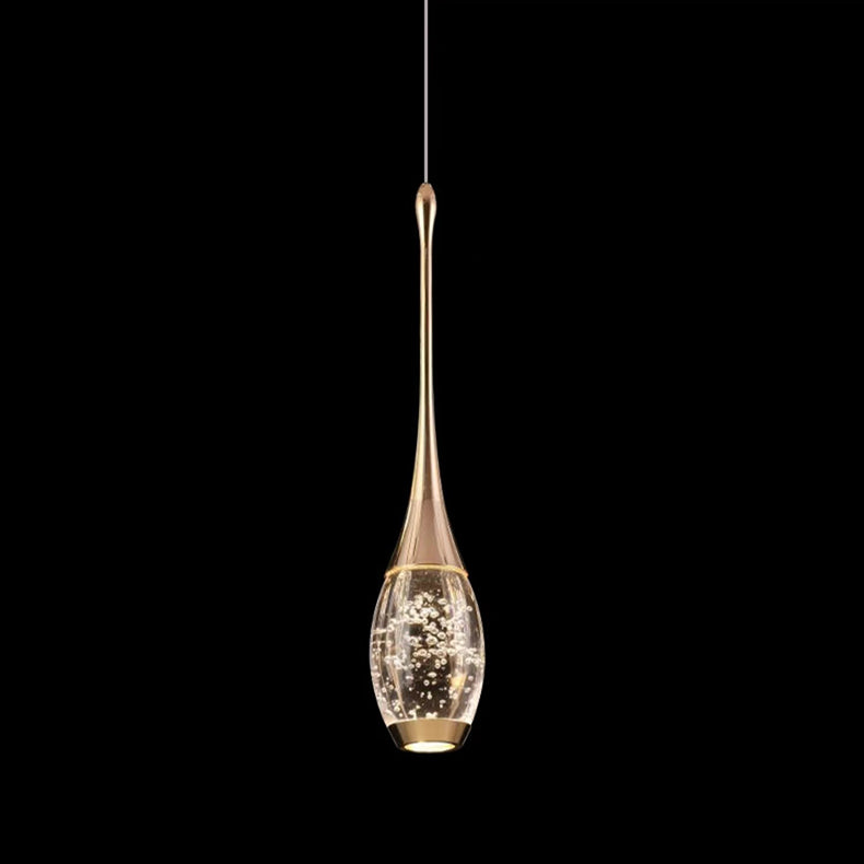 Contemporary Luxury Aluminum Water Drop Crystal LED Pendant Light for Living Room