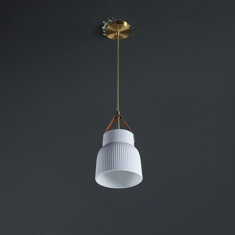 Japanese Light Luxury Ceramic Copper Round Mouth 1-light Pendant Light